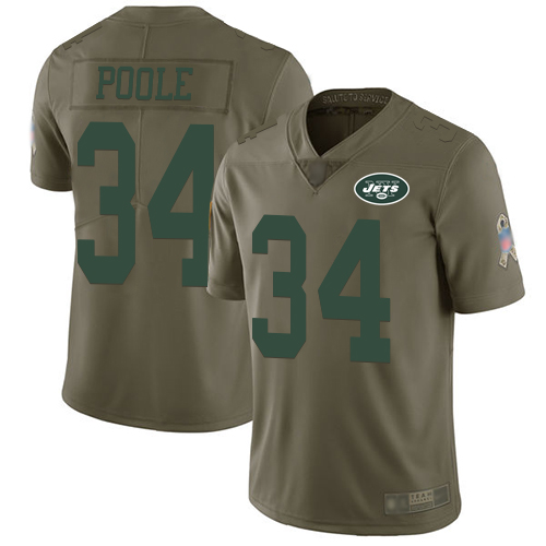 New York Jets Limited Olive Youth Brian Poole Jersey NFL Football #34 2017 Salute to Service